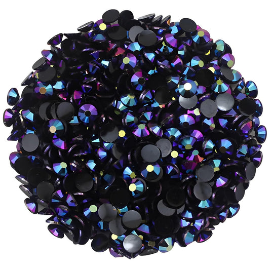 720 Pcs SS30 6mm Flatback Rhinestones for Nails Art Crafts Glitter Round Shine Gems AB Crystals DIY Clothes Shoes （Black-Bottom Purple Red AB）