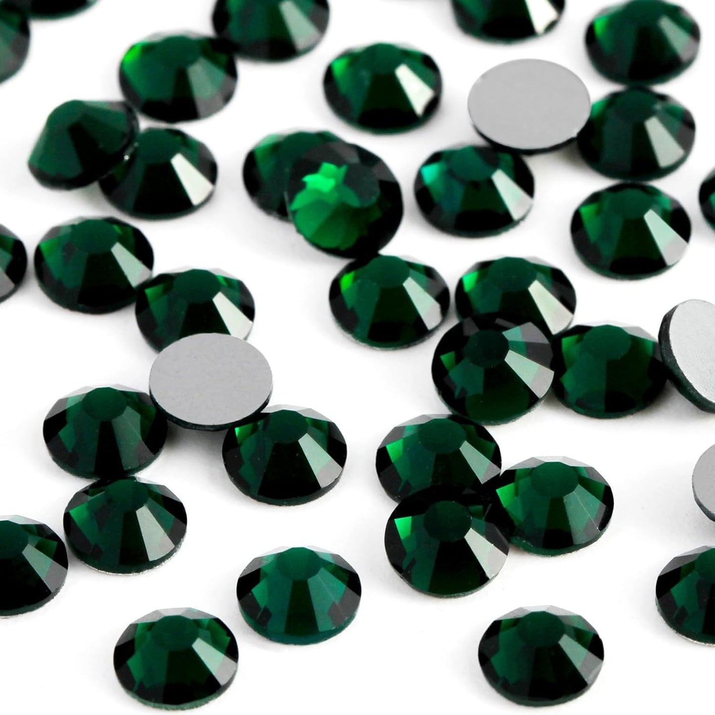 2000PCS SS16 Flatback Rhinestones | 12-Facet Diamond-Cut Glass Gems for Nail Art, Clothing, DIY Crafts |Glue-On Decoration Stones with Silver Backing(Emerald)