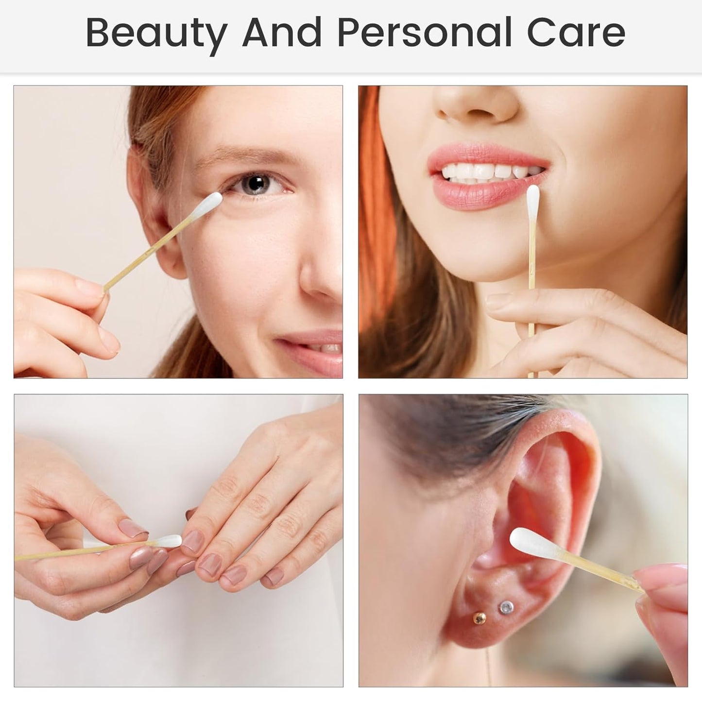 500PCS 6" Cotton Swabs with Storage Case - Lint Free Sturdy Cotton Swabs with Bamboo Handle - Long Cotton Swab for Gun Cleaning, Makeup, Electronic