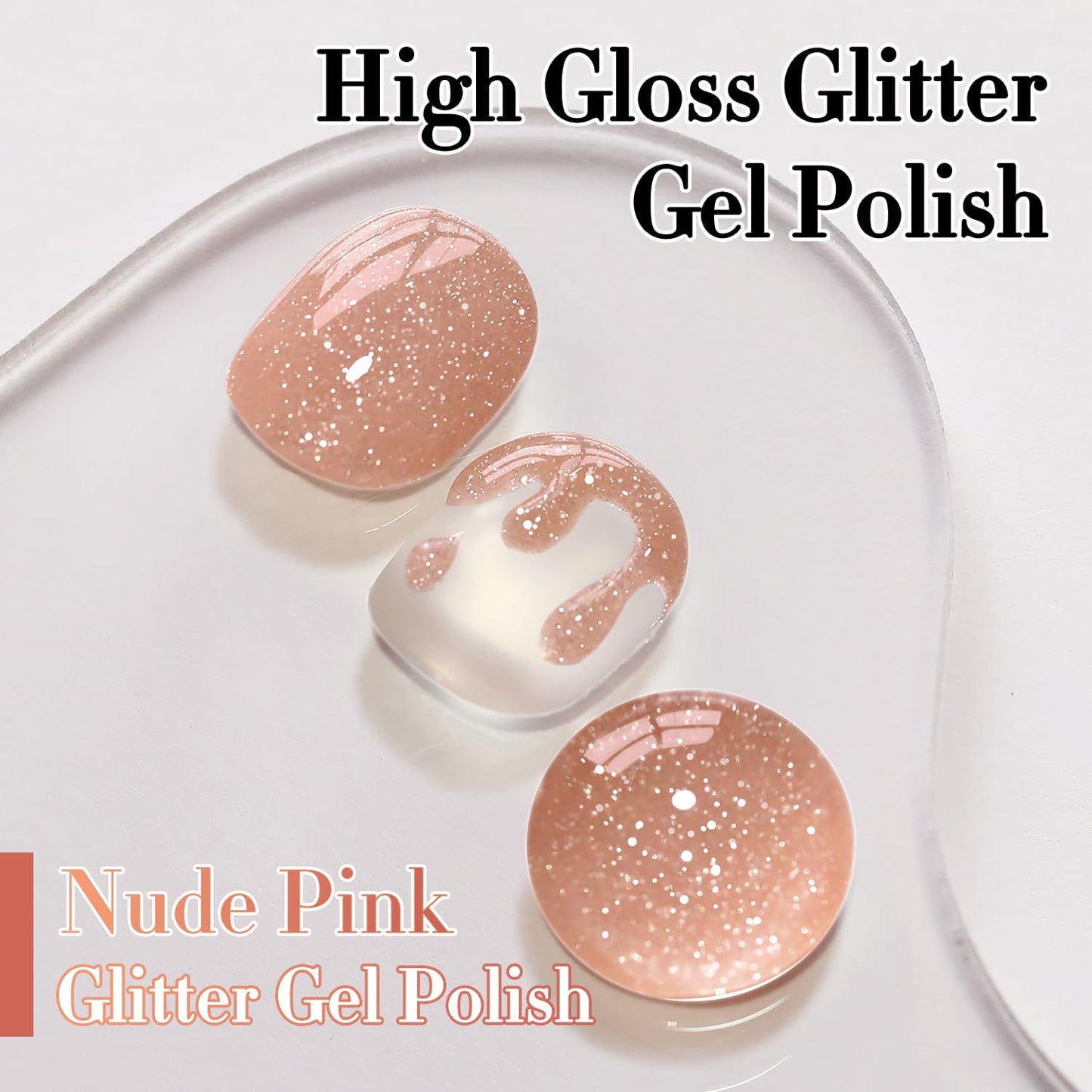 Double Rhythm 0.5Oz Glitter Gel Polish Shimmer Reflective Color for Nail Art Salon DIY Soak Off 15ml Nail Lamp Gel Polish at Home (Nude Pink-B1171)