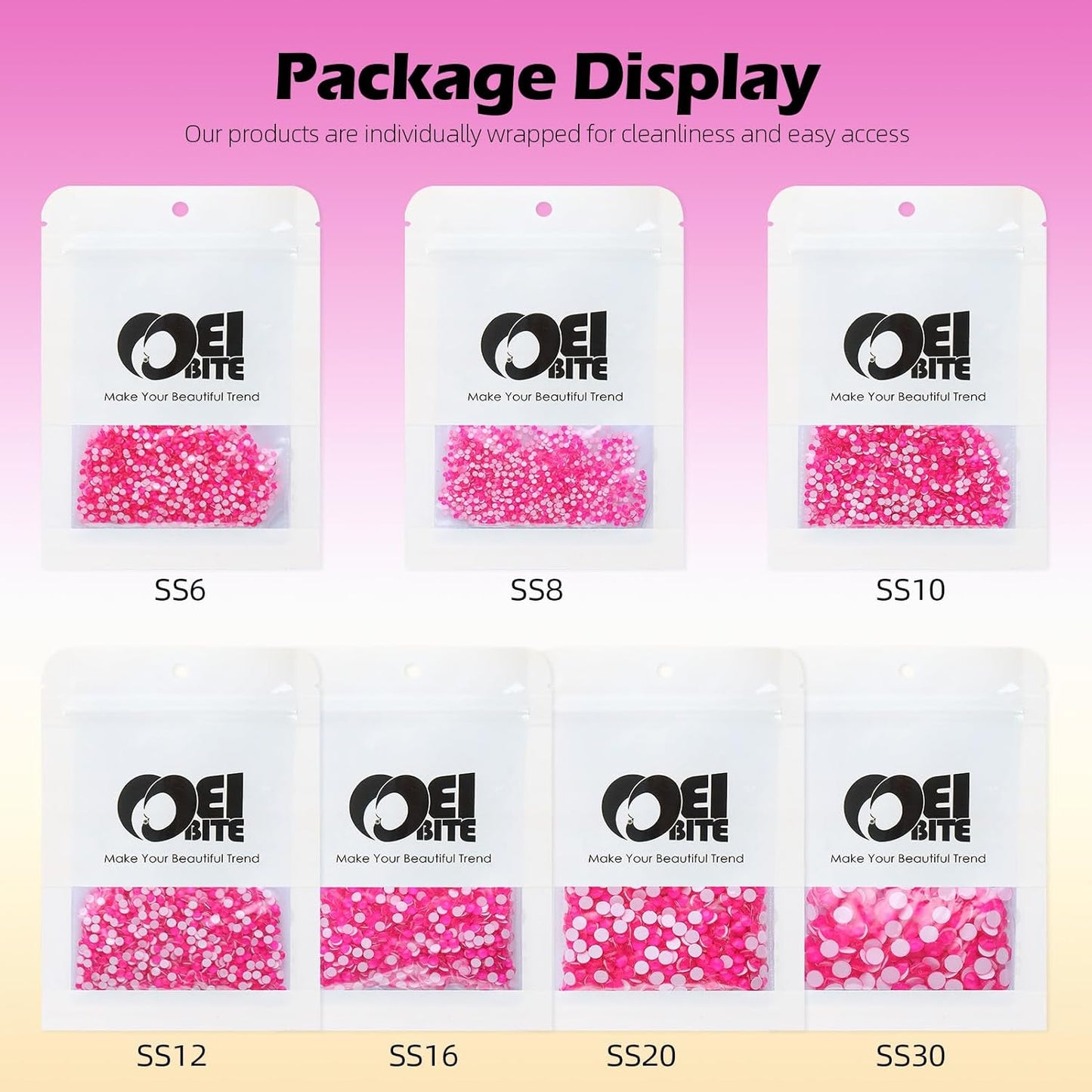 Neon Rose Flatback Rhinestones, Glass Rhinestones for Nail Art and Craft, Glue Fix, Loose Crystal Gemstones(Neon Rose, SS8, 1440pcs, 2.3-2.5mm)