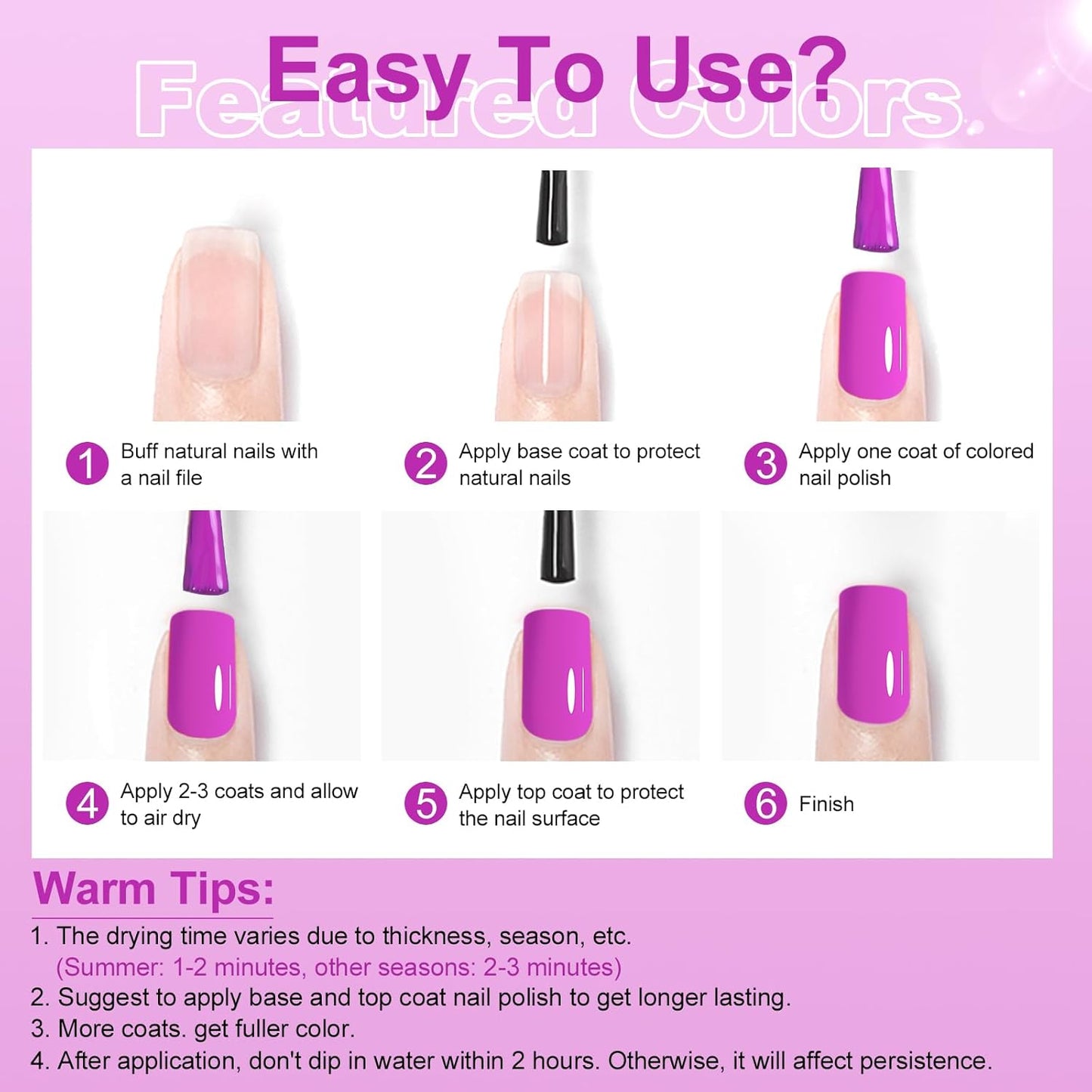 Major Dijit Magenta Purple Quick Dry Regular Nail Polish - Nail Art Lacquer, 0.41 Fl Oz