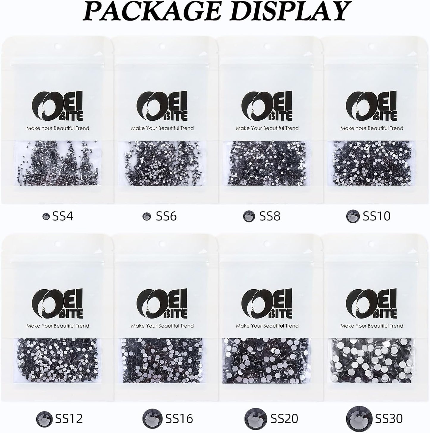 Gray Flatback Rhinestones, Glass Rhinestones for Nail Art and Craft, Glue Fix, Loose Crystal Gemstones(Gray, SS4, 1440pcs, 1.5-1.7mm)