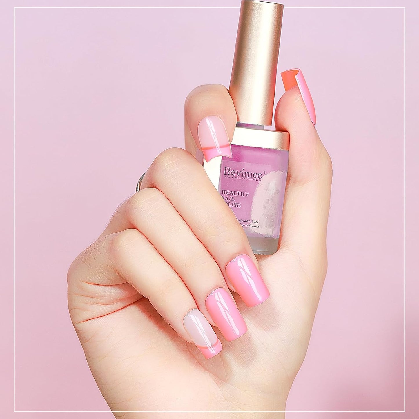 Nail Polish Light Pink Quick Dry Nail Lacquer Sheer Color, Regular Barbie Pink Fast Dry Fingernail Polish Bulk Non Gel Long-Lasting DIY Salon Gift For Women