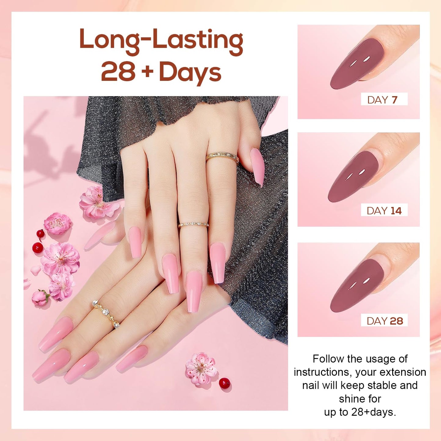 JEWHITENY Poly Extension Gel Kit With 48W LED Nail Lamp 14 Colors Builder Extension Gel All-in-One French Kit Nail Art Design Beginner Kit