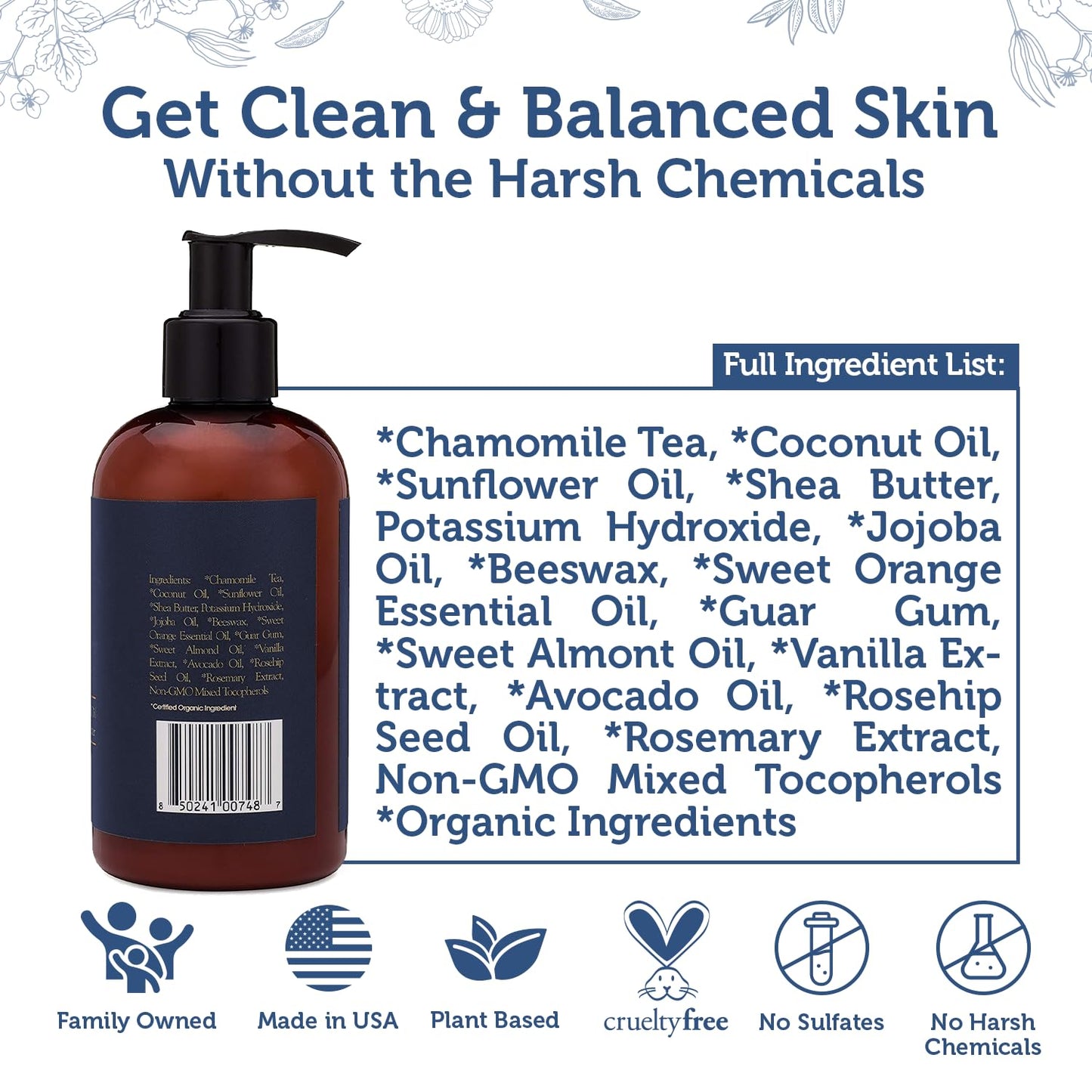 Era Organics USDA Organic Men's Face Wash - Nourishing, Hydrating Facial, Body Cleanser for Smoother Skin