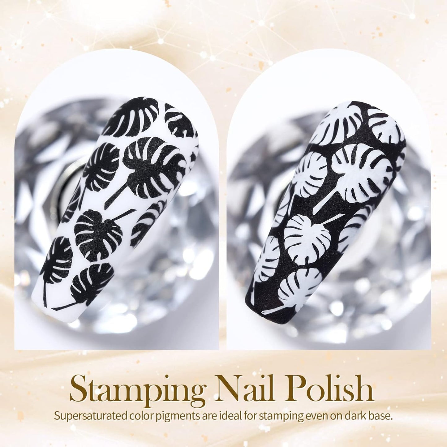 Born Pretty Nail Art Stamping Polish White Black Manicure Image Stamp Polish Set Print Polish Varnish 2 Bottles