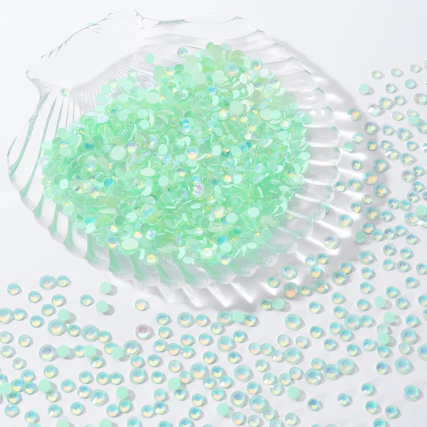 F Light Green Flatback Rhinestones, Glass Rhinestones for Nail Art and Craft, Glue Fix, Loose Crystal Gemstones(F Light Green, SS20, 1440pcs, 4.6-4.8mm)