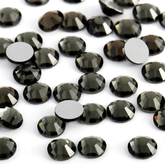 5000PCS SS6 Flatback Rhinestones | 12-Facet Diamond-Cut Glass Gems for Nail Art, Clothing, DIY Crafts |Glue-On Decoration Stones with Silver Backing(Black Diamond)