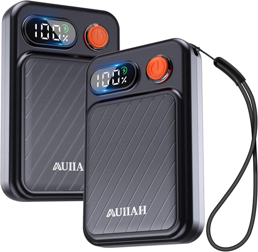 Hand Warmers Rechargeable 2 Pack - Magnetic, LED Display, 4 Heat Levels, Gift for Men Women, USB-C, Reusable, Lanyard, Electric Hand Foot Warmer, Fits Gloves, Golf, Camping, Walking, Hunting