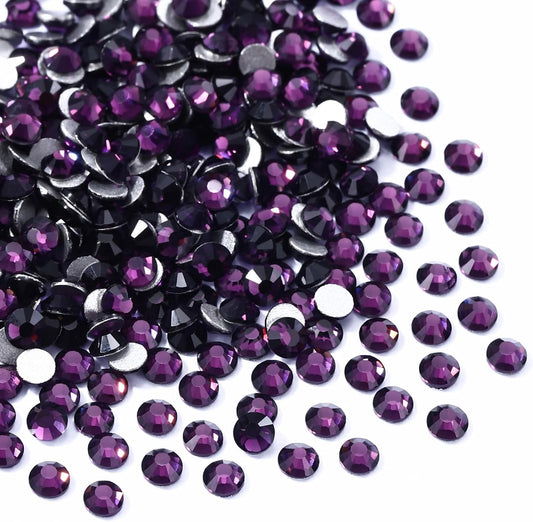 Tanzanite Flatback Rhinestones, Glass Rhinestones for Nail Art and Craft, Glue Fix, Loose Crystal Gemstones(Tanzanite, SS6, 1440pcs, 1.9-2.0mm)