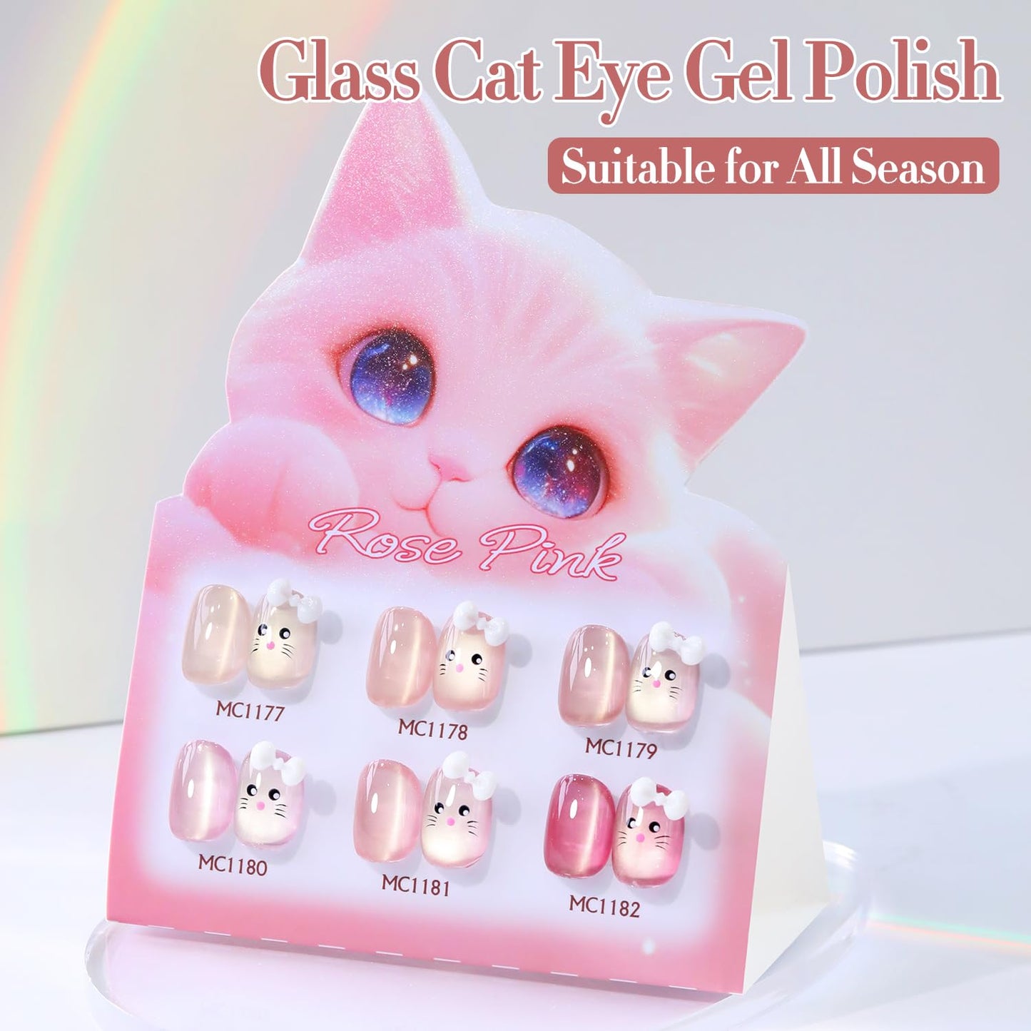 Double Rhythm 0.5 Oz Cat Eye Gel Polish with Magnet Same Color Same Bottle Holographic Glitter Shimmer Translucent Color Salon 15 ML Magnetic Nail Art (Plum Pink-MC1181)