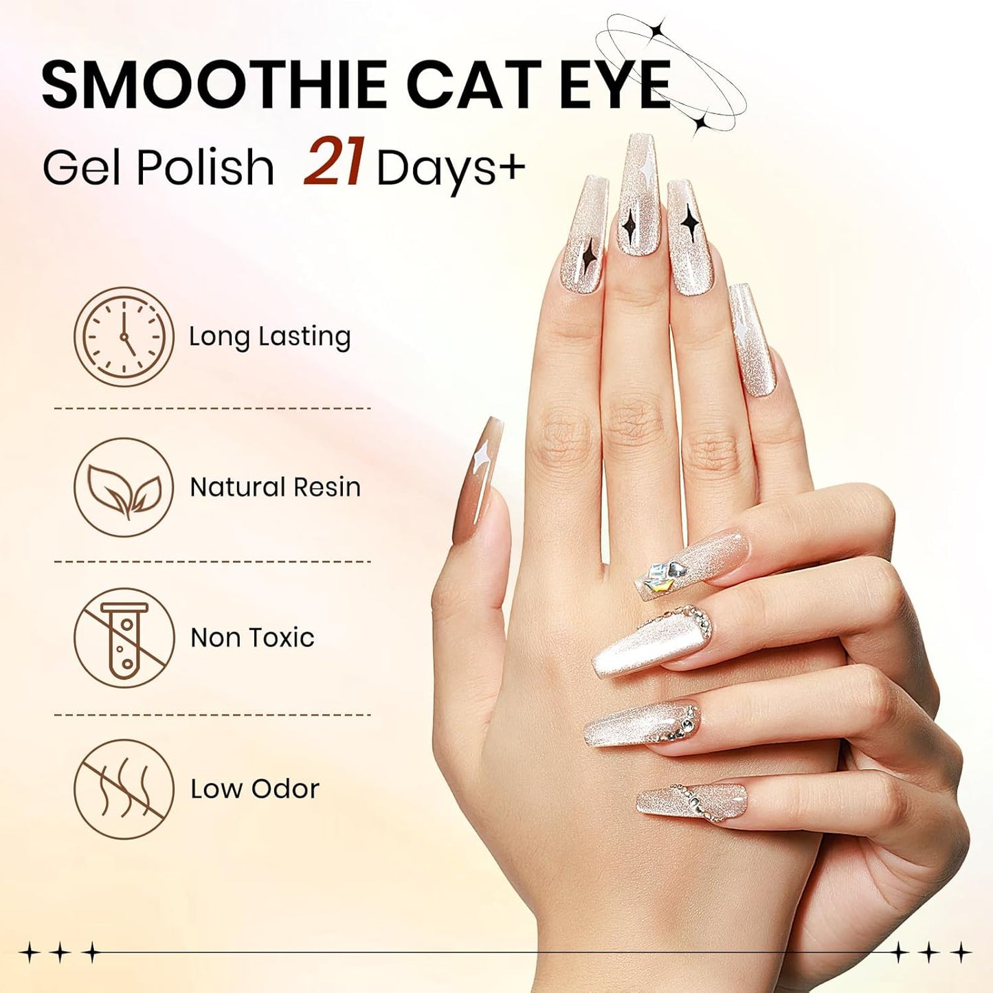 Cat Eye Gel Polish, Magnetic Holographic Glitter Gel Nail Polish Nude Shimmer Gel Polish with Magnet Soak Off U V Gel Salon DIY at Home, 0.5 OZ