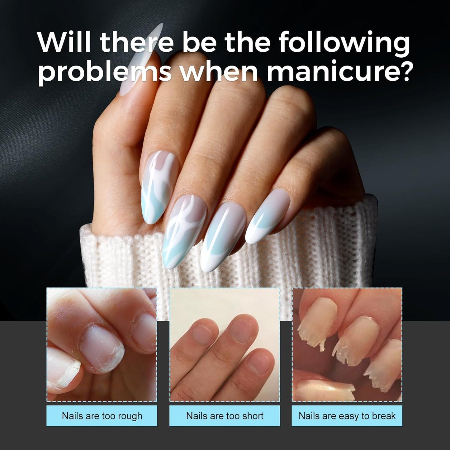 TOMICCA Nail Tips Medium Almond Nail Tips 240Pcs Clear Acrylic Nails Pre-shape Gel Nails for Nail Extension False Nail Tips 12 Sizes