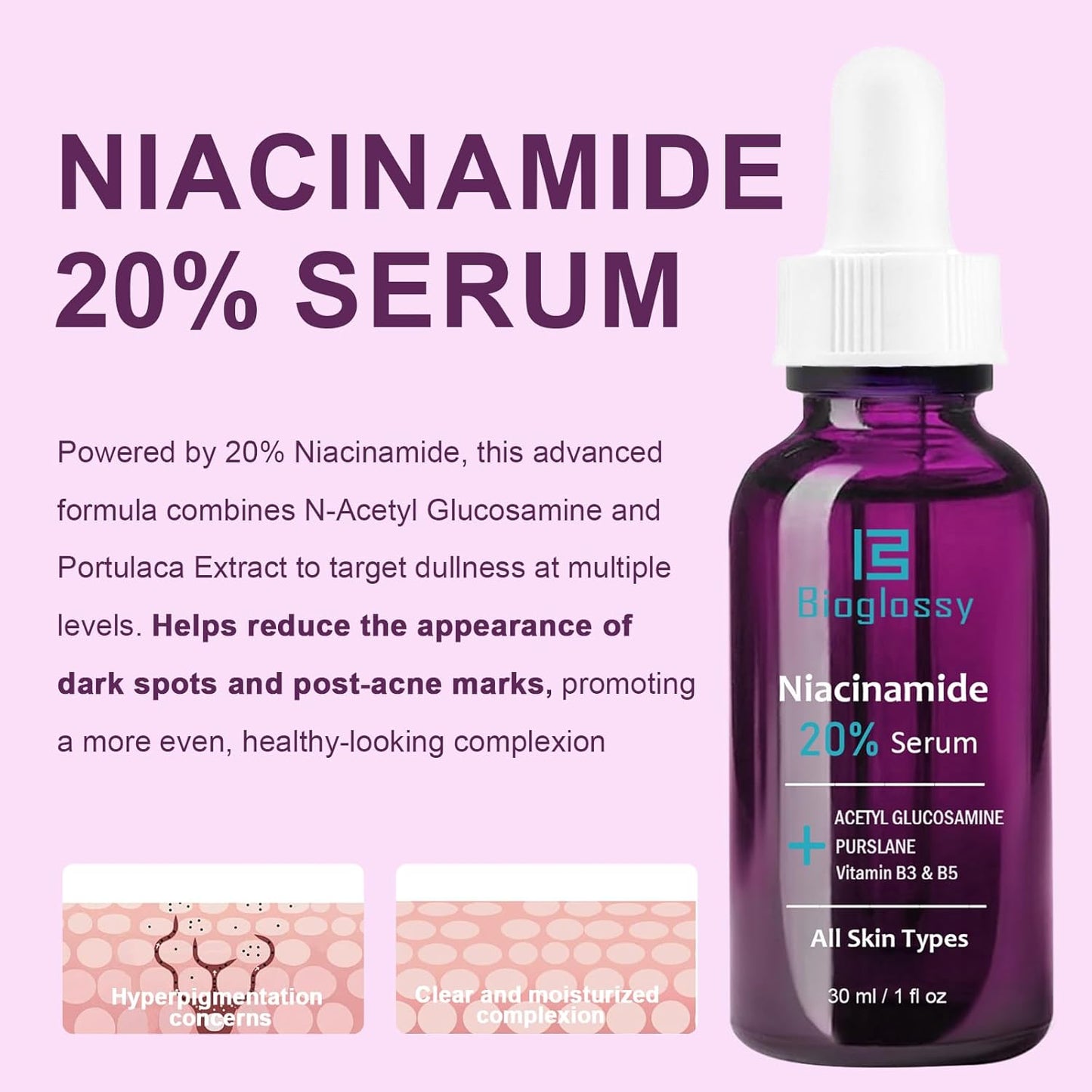 20% Niacinamide Serum for Face,Niacinamide Vitamin B3 B5 Concentrated Serum,Moisturizer,Pore Minimizer,Anti-aging Discoloration Correcting Treatment