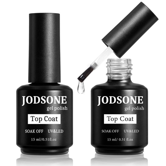 JODSONE 2 Bottles 15ml of Top Coat Gel Polish No Wipe Help Bright Manicure Need Lamp Cured