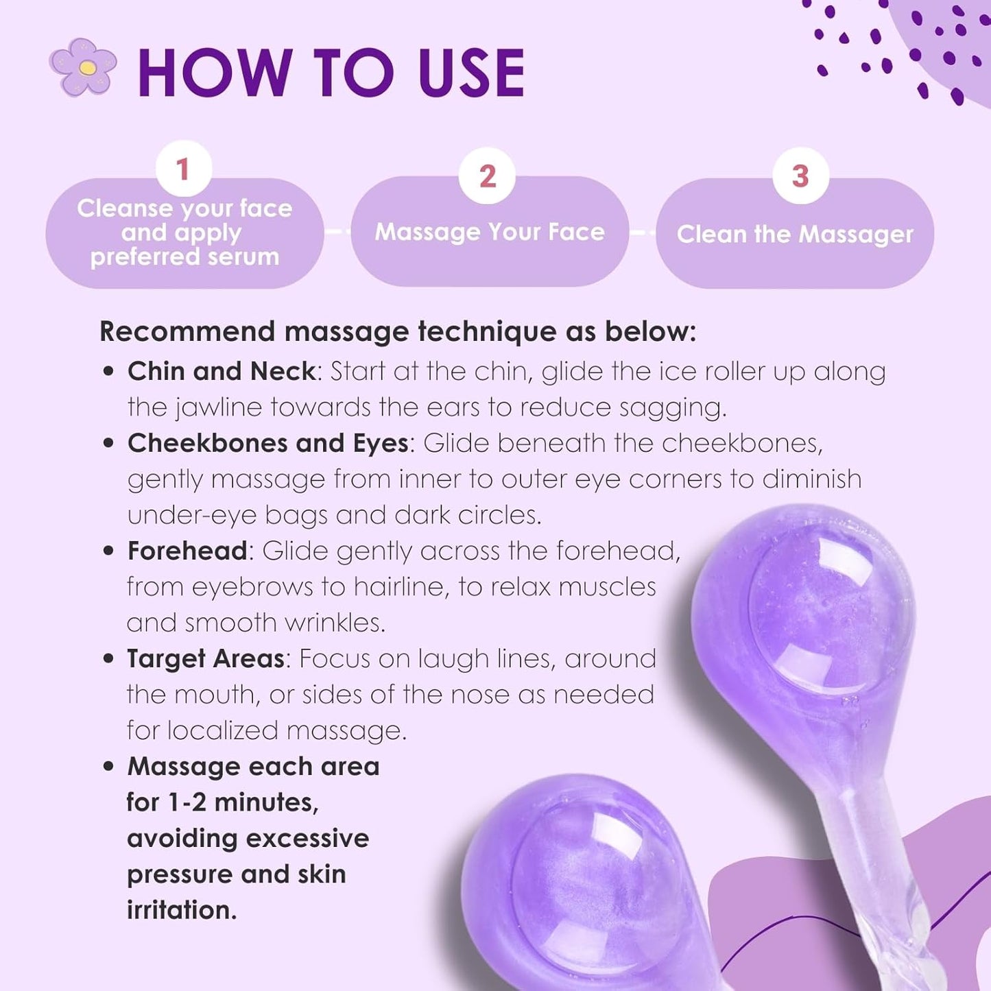 Ice Globes for Face and Eyes, Cooling Facial Massage Tool, Cryo Beauty Roller for Puffiness, Redness, Fine Lines & Wrinkles, Skincare Gift for Home Spa Use