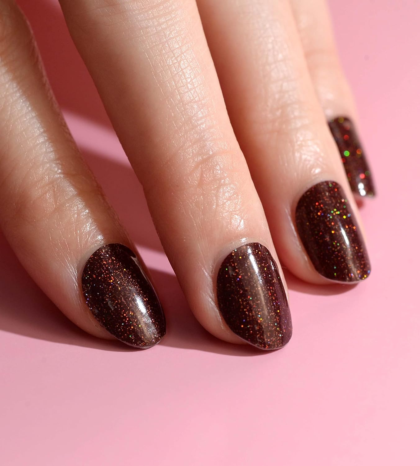 Nail Polish Strips Long Lasting, 20Pcs Wraps, Easy Apply& Remove Salon Quality Gel Nail Stickers (Melting Brown)