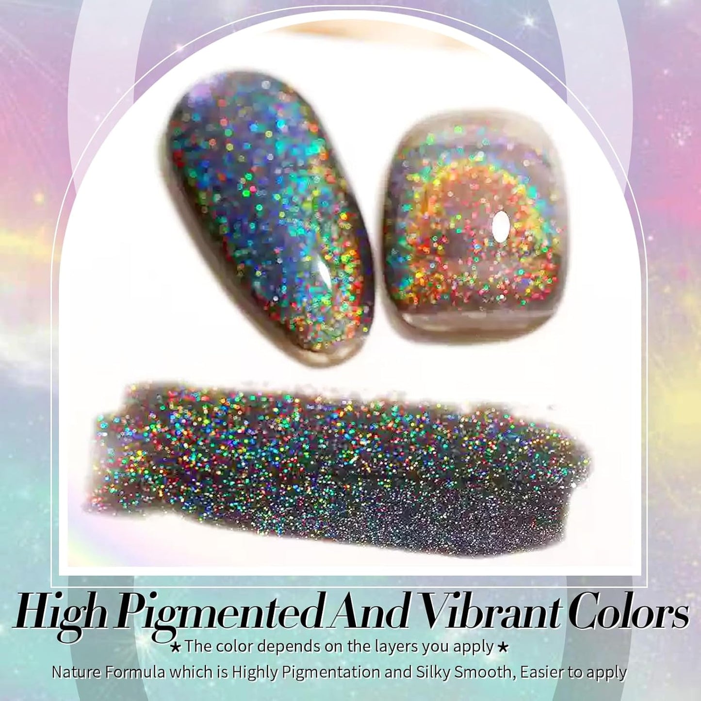 Born Pretty Cat Magnetic Eye Gel Nail Polish Holographic Rainbow Cat Magnetic Gel, Black Glitter Magnetic Soak Off U v Nail Gel Diy Art for Girls Women 15ML