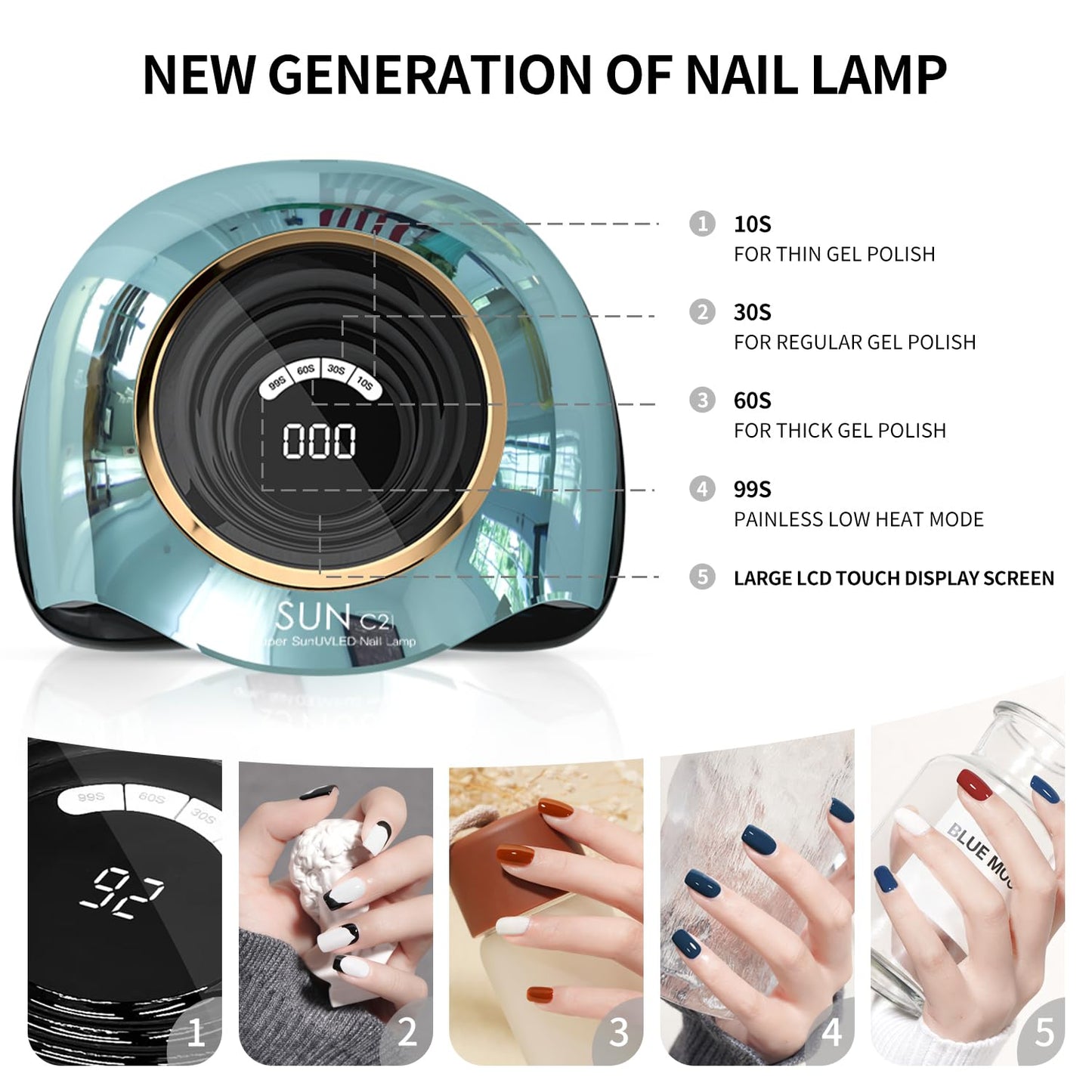 UV Light for Nails 288W Nail Lamp with 63 LED Beads for Gel Polish with LCD Display Auto Sensor and 4 Timer Settings Professional Gel Curing Lamp