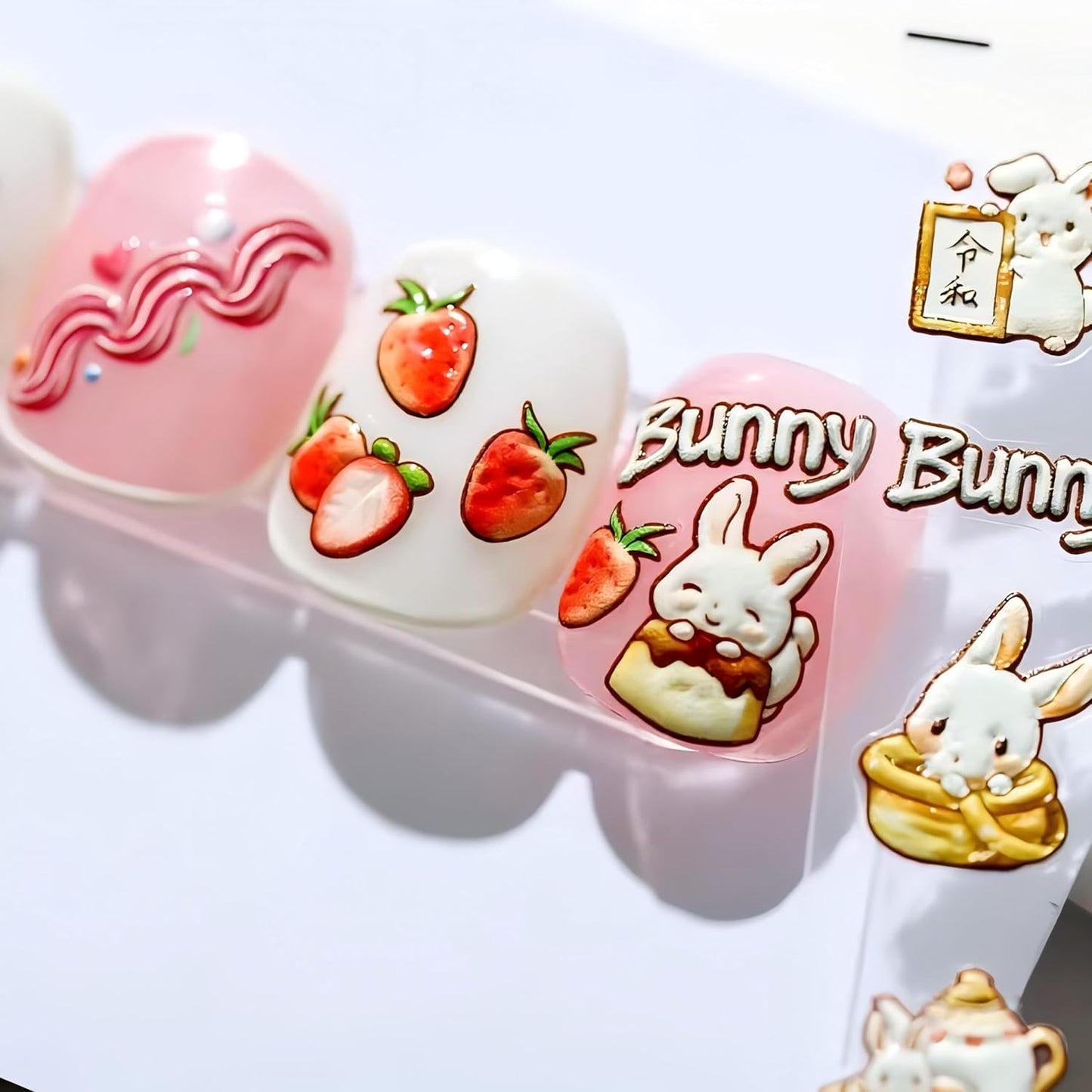 Dedyel Cute Nail Stickers 5D Embossed Cartoon Kawaii Animal Self-Adhesive Nail Decals for Women Girls Kids Nail Art Decoration