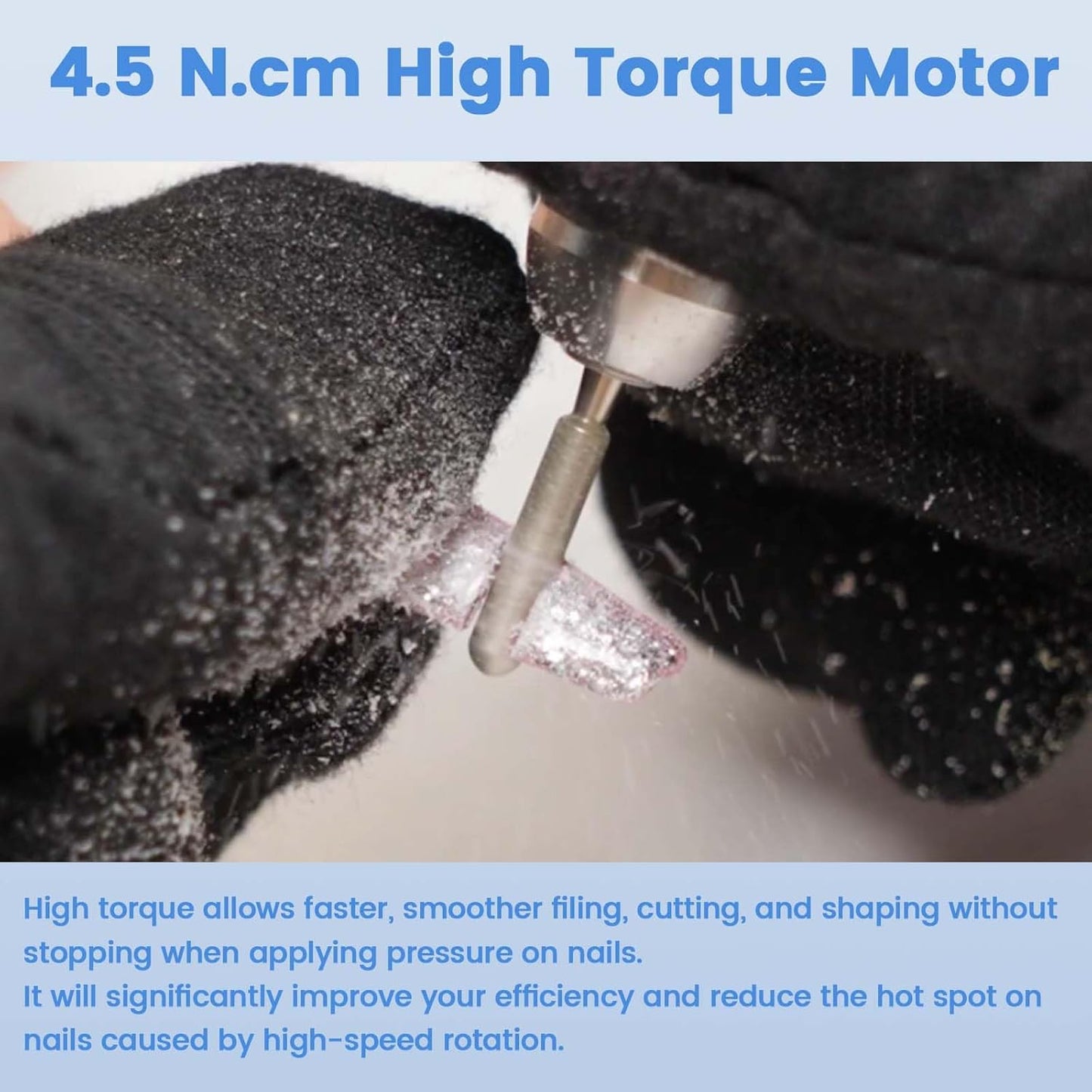 Delanie Professional Nail Drill High Torque 35000 RPM Rechargeable Portable Electric Nail File Filer for Acrylic Gel with Cuticle Bits, Salon Manicure Tool, White