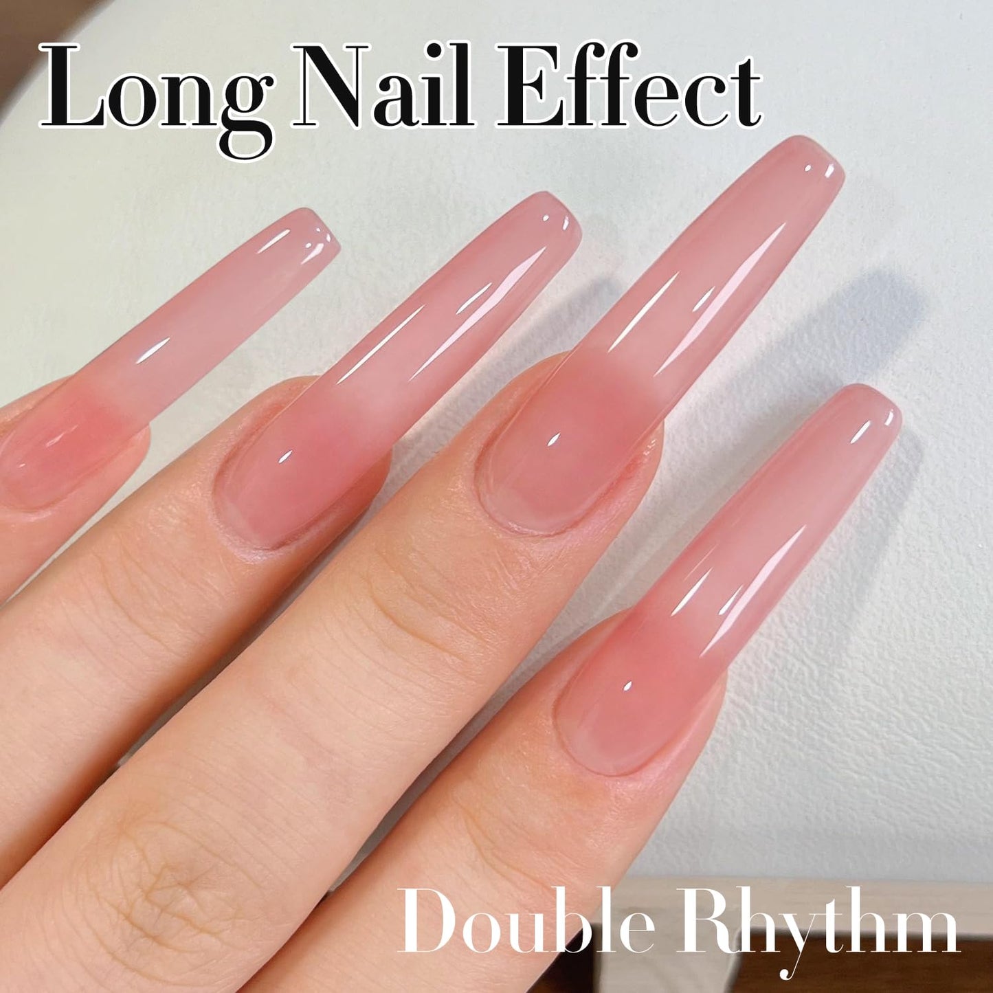 Double Rhythm Gel Polish Translucent Sheer Neutral Natural Light Milky Same Color Same Bottle 15ML Jelly Polish Art DIY at Home (Sheer Pink Nude-A1385)