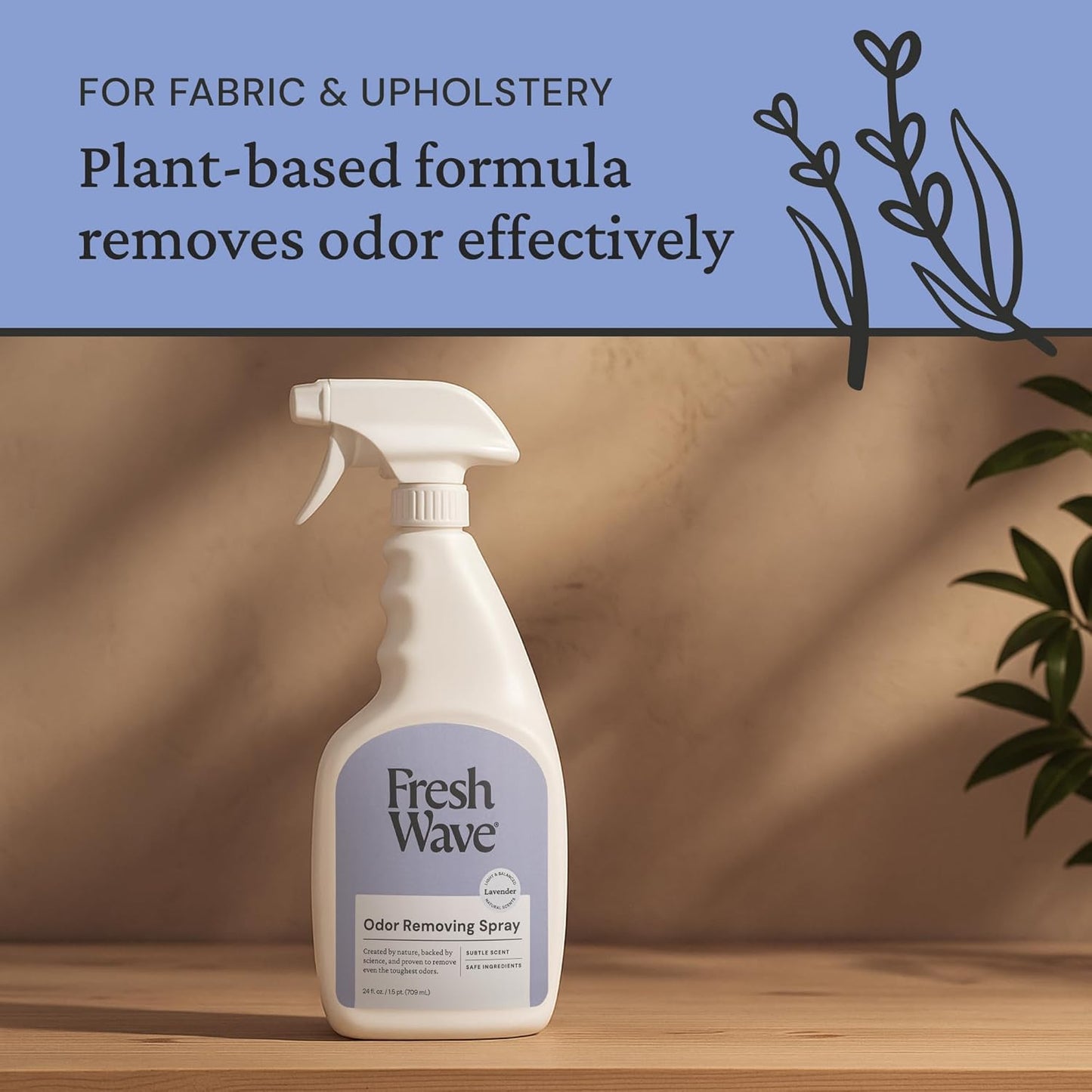Fresh Wave Lavender Scent Odor Eliminator Spray & Air Freshener, 24 fl. oz. | Odor Absorber for Home, Furniture, Fabrics & Trash | Safer Odor Relief