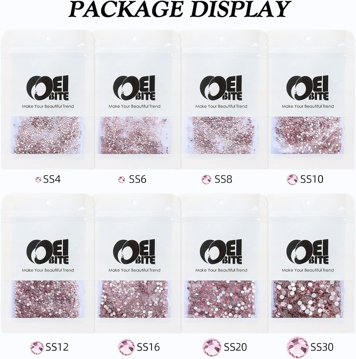 Pink Flatback Rhinestones, Glass Rhinestones for Nail Art and Craft, Glue Fix, Loose Crystal Gemstones(Pink, SS10, 1440pcs, 2.7-2.8mm)