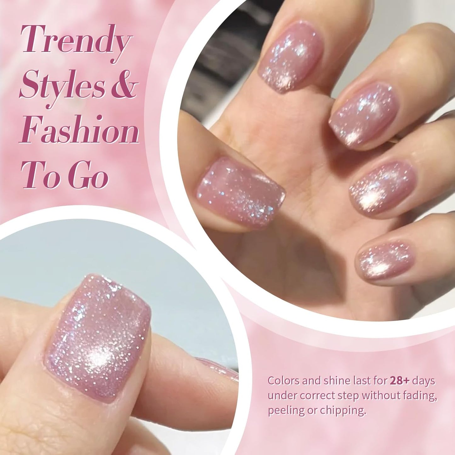 Born Pretty Cat Magnetic Eye Gel Nail Polish Jelly Pink Moonlight Crystal Glass Cat Magnetic Shimmer Glitter Holographic Nail Polish Salon Gel Manicure and Nail Art DIY at Home 7ML 6PCS