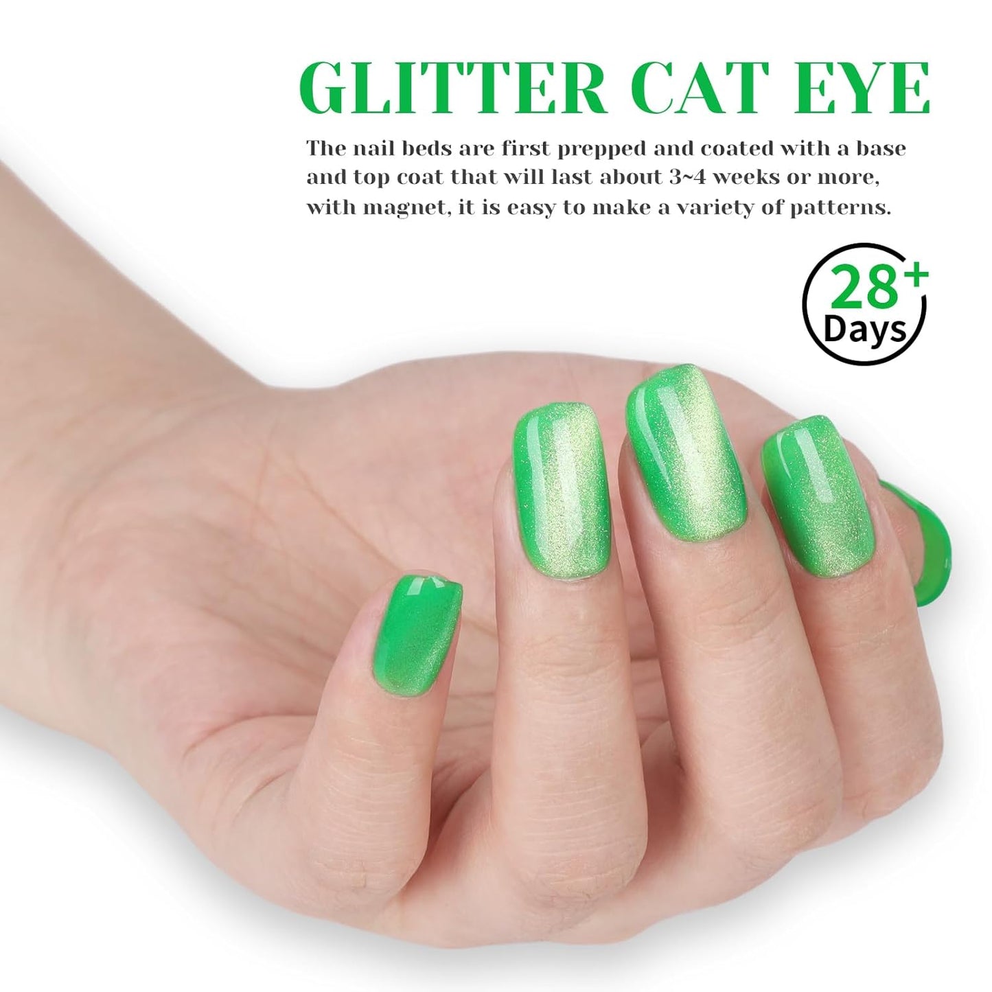 Green Cat Eye Gel Nail Polish - Perfect for DIY at Home & Ideal Gift for Nail Art Lovers!