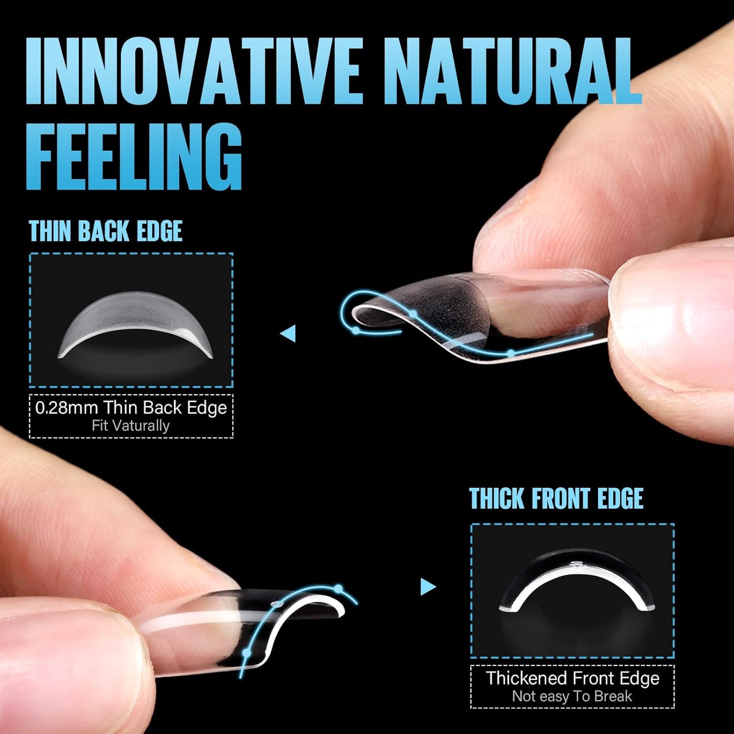 TOMICCA Short Square Nail Tips,Acrylic Gel Tips 240Pcs Fake Nails Full Cover 12 Sizes False Nails Half Matte for Nail Extension Home DIY Salon