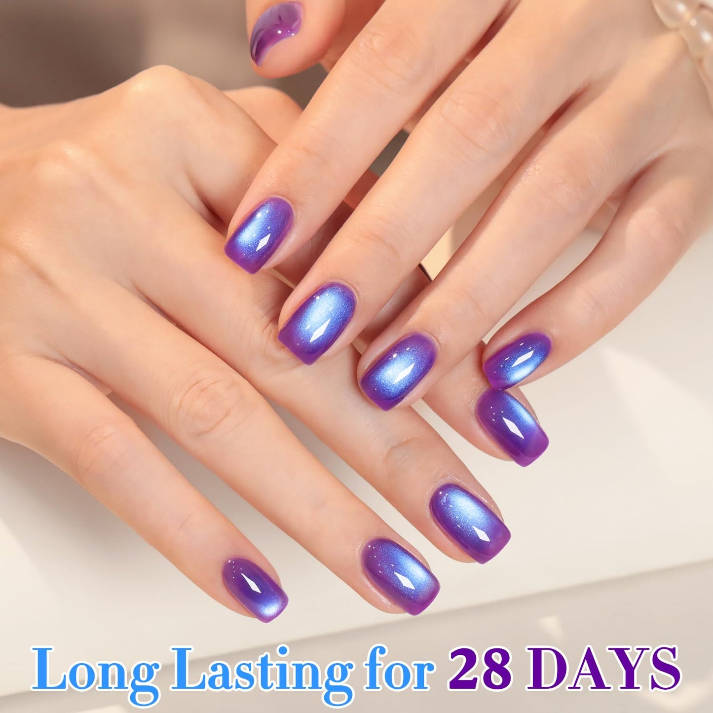 Double Rhythm 0.5 OZ Cat Eye Gel Polish with Magnet 15ML Holographic Glitter Shimmer Translucent Jelly Color Magnetic Nail Polish Salon DIY at Home (Navy Blue-MC1249)