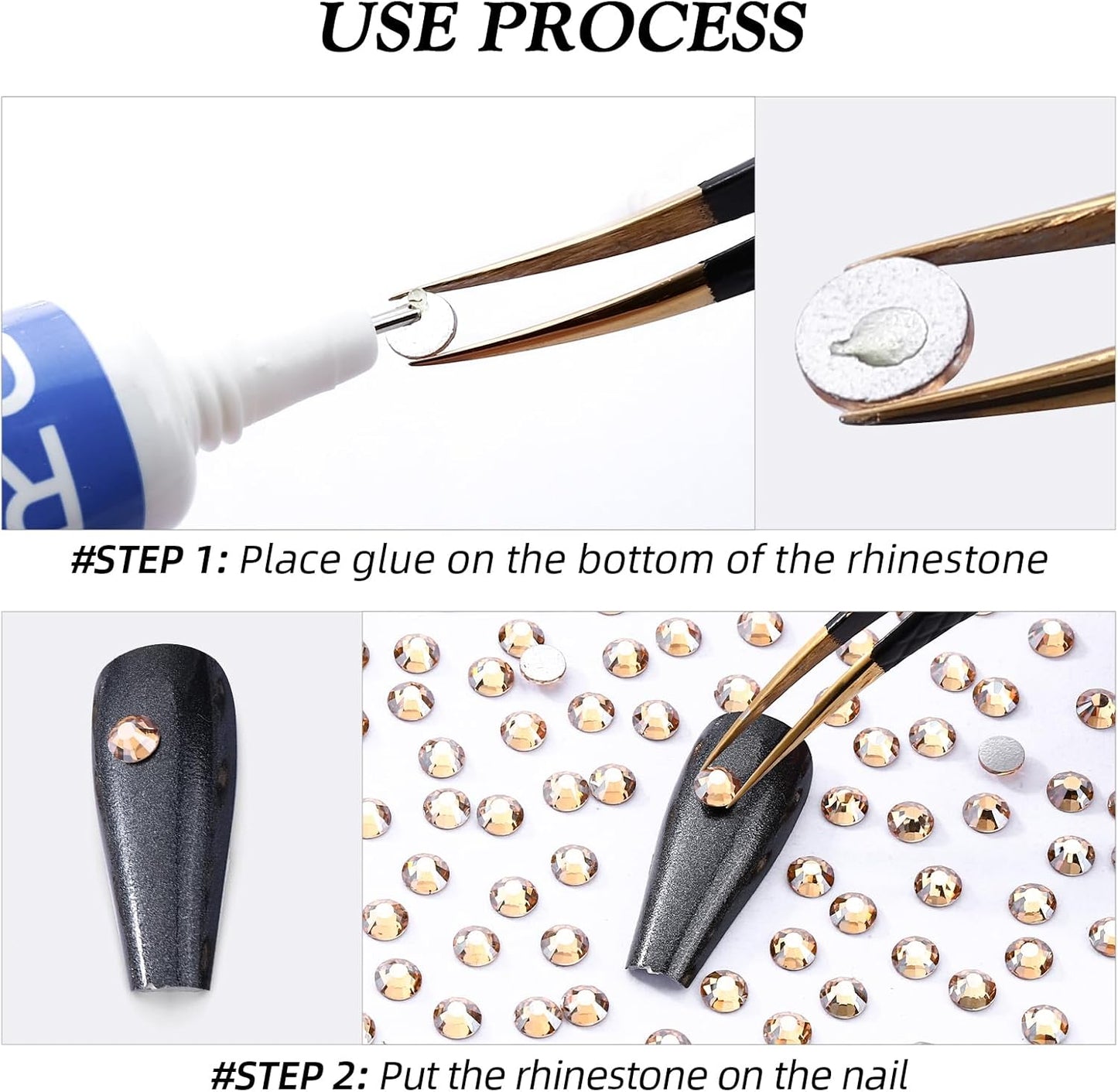 Gold Shadow Flatback Rhinestones, Glass Rhinestones for Nail Art and Craft, Glue Fix, Loose Crystal Gemstones(Gold Shadow, SS30, 288pcs, 6.4-6.6mm)