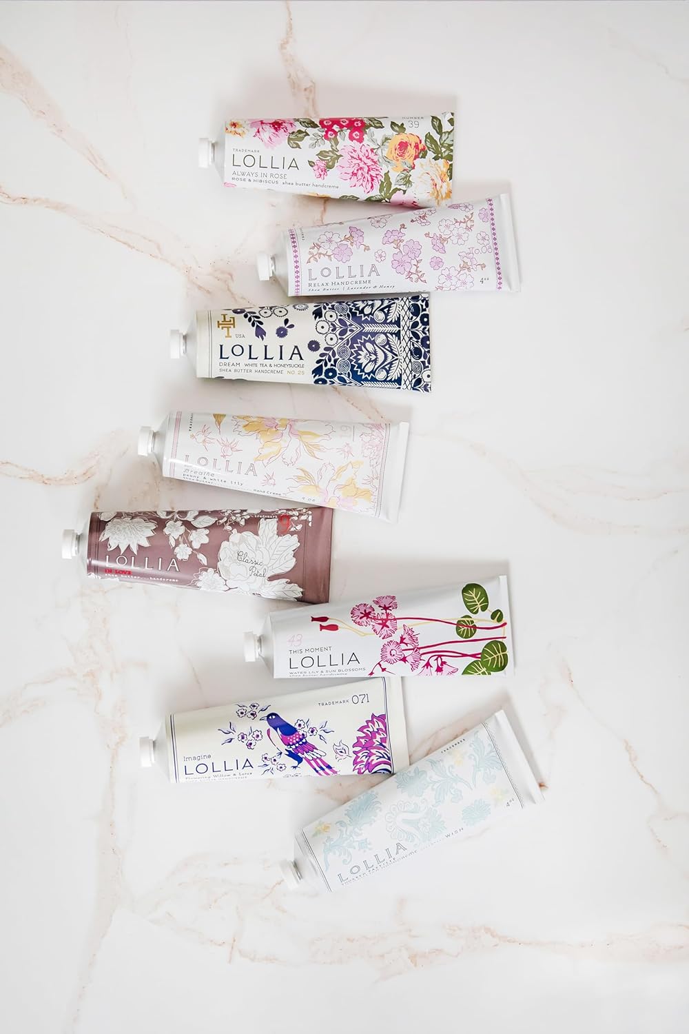 LOLLIA Petite Treat Handcreme Gift Set with Always in Rose, Breathe, Dream, Relax, This Moment & Wish, Scented Hand Cream for Women, Moisturizing Lotion for Dry Hands, Quick Absorbing Skin Care