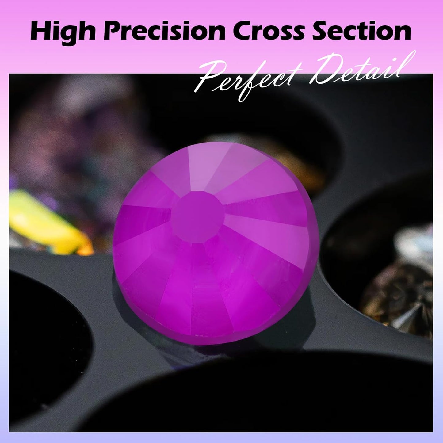 Neon Purple Flatback Rhinestones, Glass Rhinestones for Nail Art and Craft, Glue Fix, Loose Crystal Gemstones(Neon Purple, SS8, 1440pcs, 2.3-2.5mm)