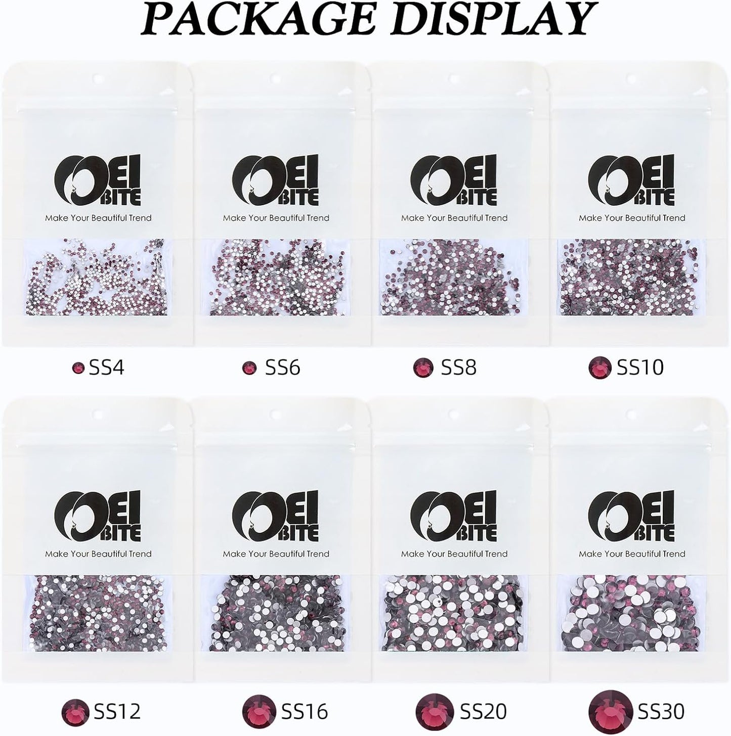 Purple Flatback Rhinestones, Glass Rhinestones for Nail Art and Craft, Glue Fix, Loose Crystal Gemstones(Purple, SS20, 1440pcs, 4.6-4.8mm)