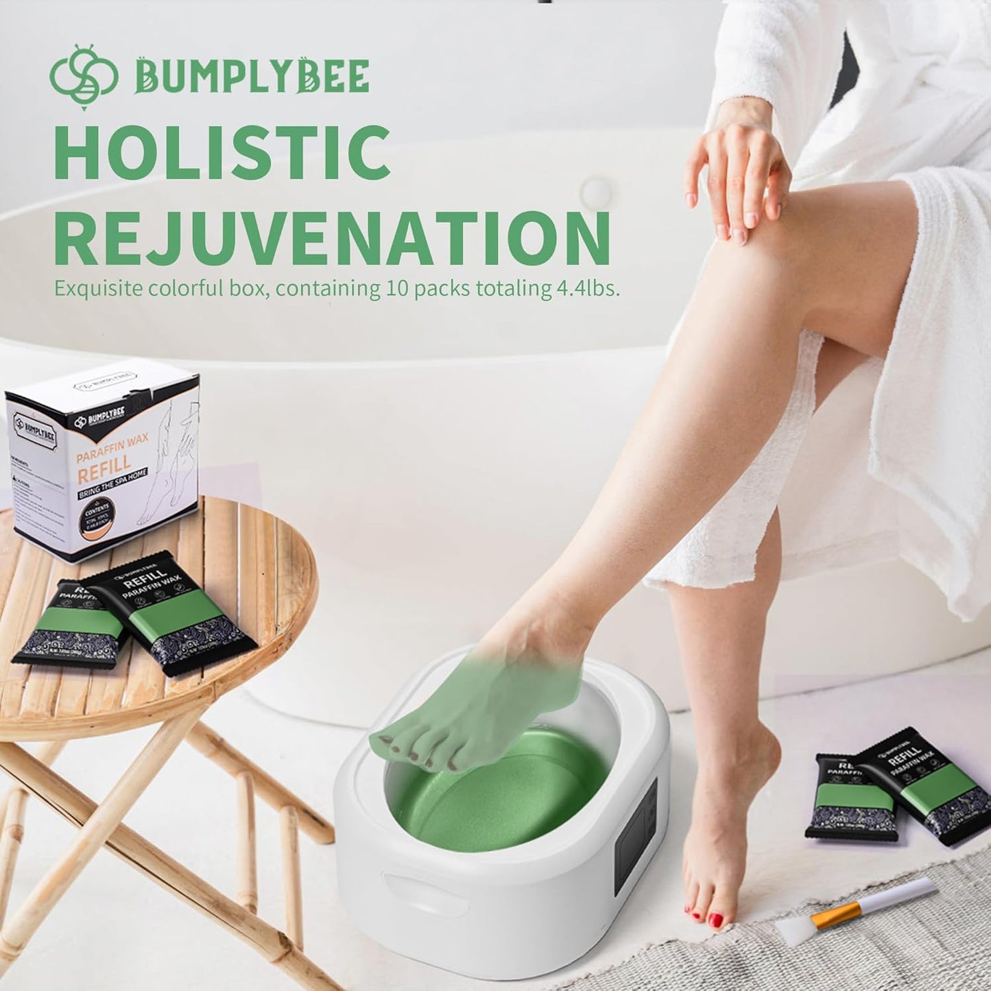 Paraffin Wax Kit - 10 Packs Aloe Vera Refills With Silicone Brush for Hands and Feet - Skin Moisturizing, Non-Greasy, Easy-Peeling