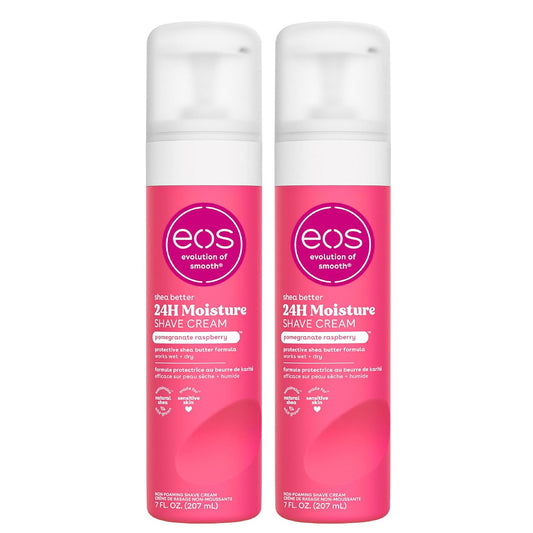 eos Shea Better Shave Cream- Pomegranate Raspberry, Shea Butter Skincare, Shaving Cream for Women, 14 fl oz, 2-Pack