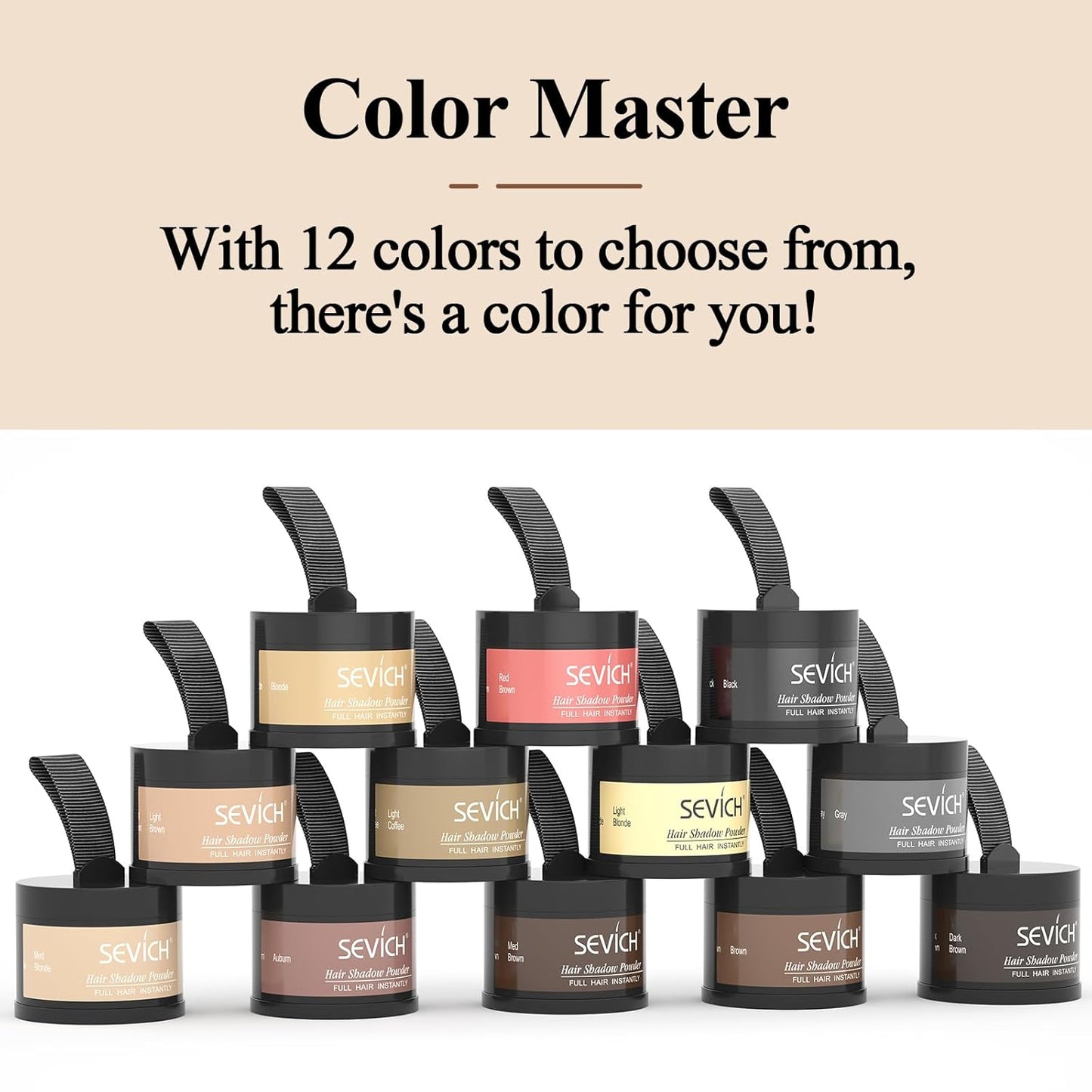 Instantly SEVICH Hairline Powder - Quick Cover Grey Hair Concealer for Thinning Hairlines, Eyebrows & Beards, Windproof & Sweatproof, Med Blonde