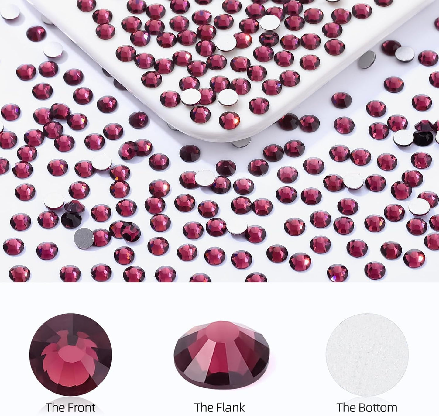 Purple Flatback Rhinestones, Glass Rhinestones for Nail Art and Craft, Glue Fix, Loose Crystal Gemstones(Purple, SS30, 576pcs, 6.4-6.6mm)