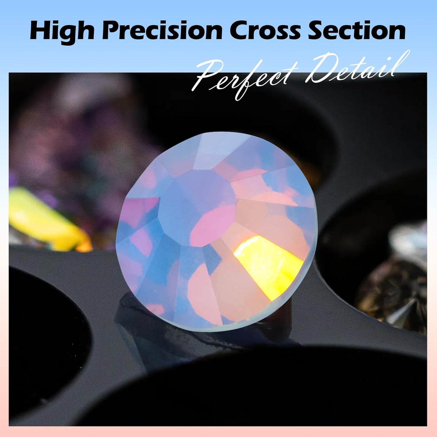 F Light Blue Flatback Rhinestones, Glass Rhinestones for Nail Art and Craft, Glue Fix, Loose Crystal Gemstones(F Light Blue, SS8, 1440pcs, 2.3-2.5mm)