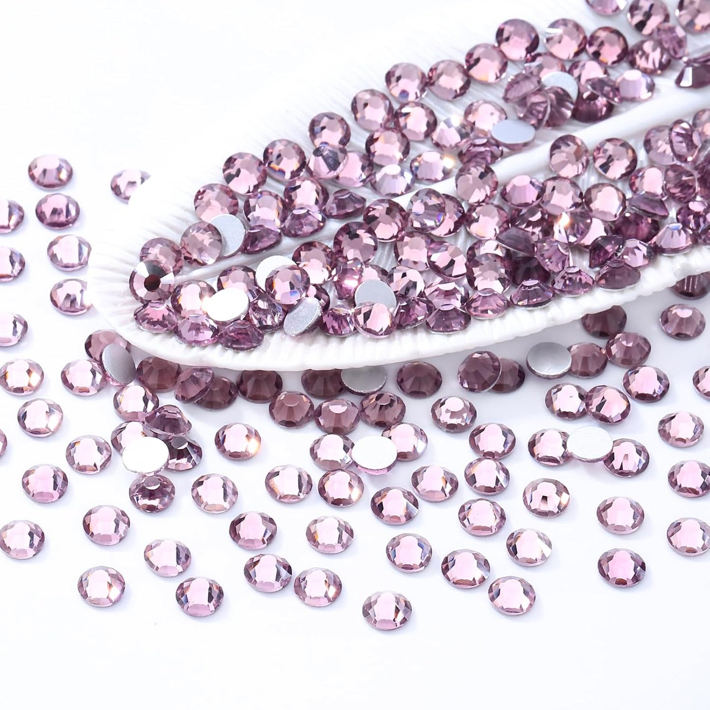 Light Amethyst Flatback Rhinestones, Glass Rhinestones for Nail Art and Craft, Glue Fix, Loose Crystal Gemstones(Lt.Amethyst, SS20, 1440pcs, 4.6-4.8mm)