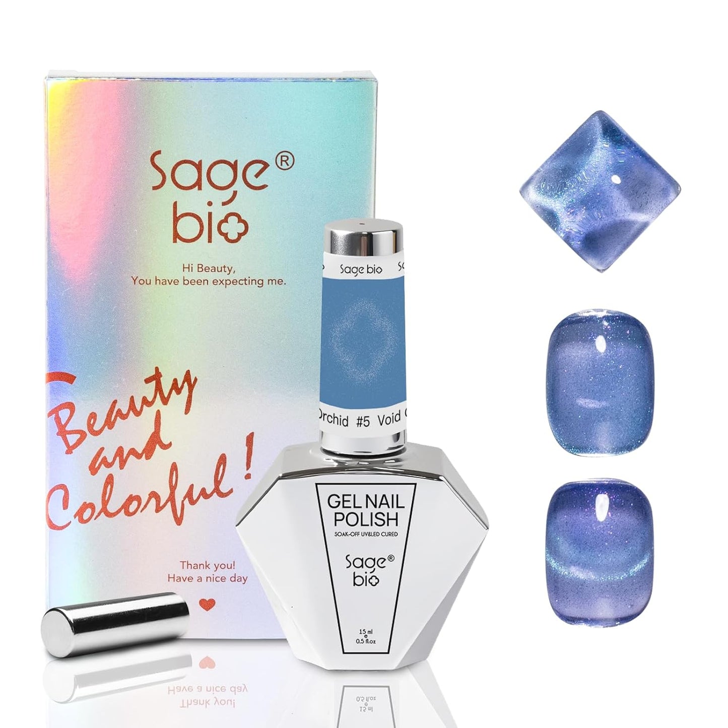 15ml Cat Eye Gel Nail Polish with Magnet Shimmer Glass Bead Effect 13