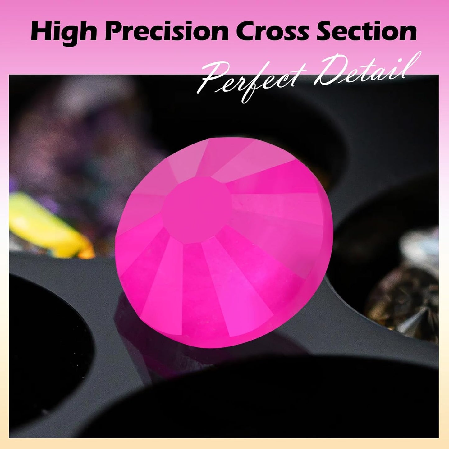 Neon Rose Flatback Rhinestones, Glass Rhinestones for Nail Art and Craft, Glue Fix, Loose Crystal Gemstones(Neon Rose, SS10, 1440pcs, 2.7-2.8mm)