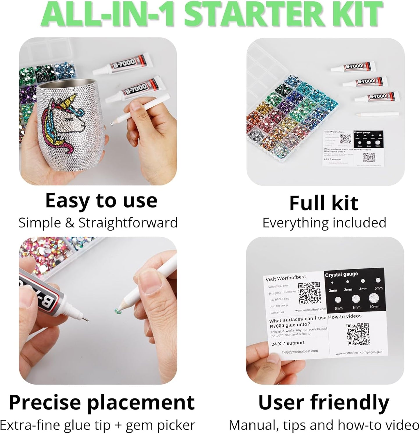 30000Pcs Resin Jelly Rhinestones Set for Crafting Bedazzling, Neon Lime Green AB Flatback Gems Jewels for Crafts Clothes Shoes Fabric Outfit Makeup, Flat Back Crystal 2-6mm with b 7000 Glue