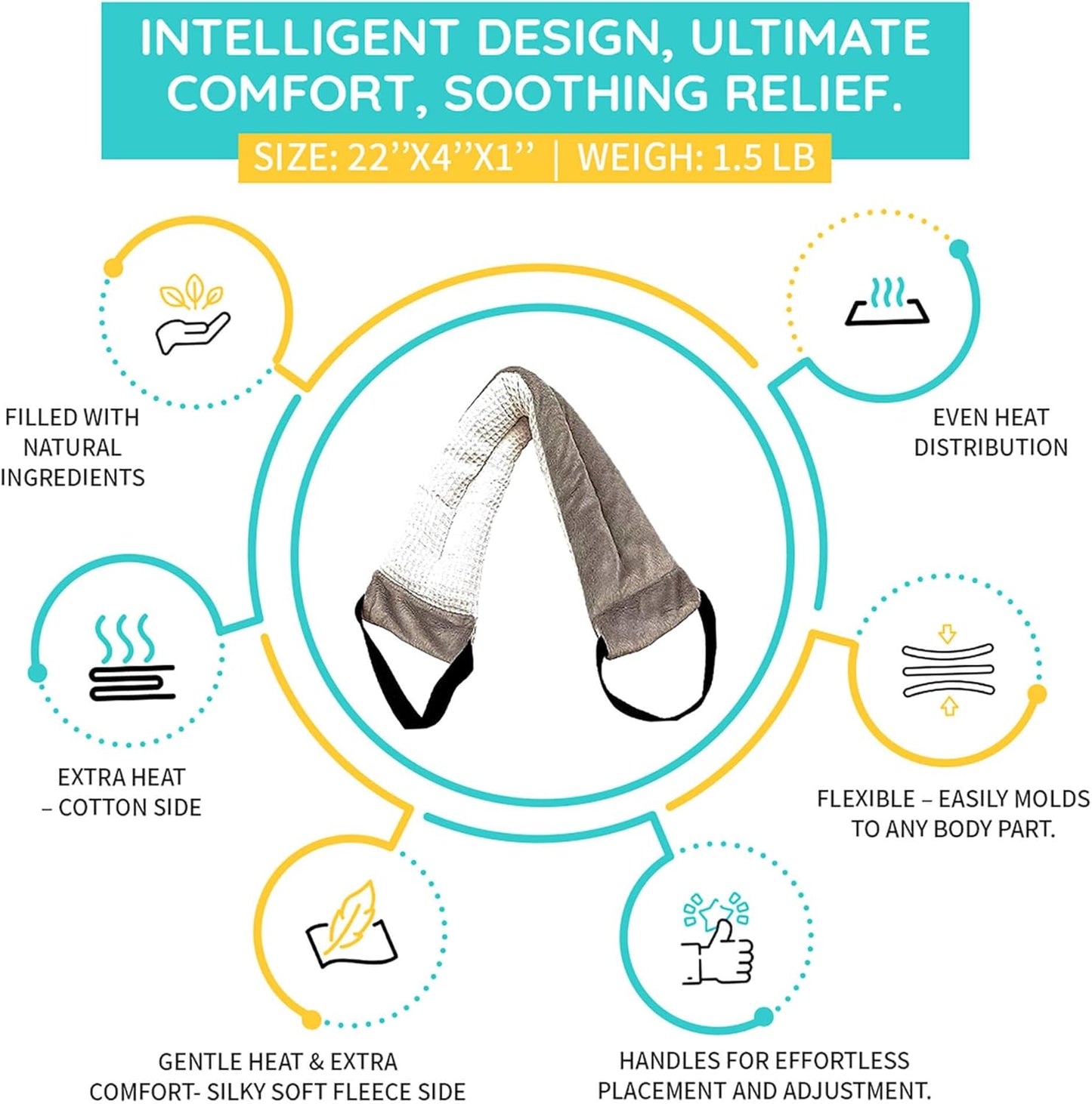 Versatile Microwavable Heating Pads for Neck Pain Relief, Back Pain, and Shoulder Pain Relief - Microwave Heating Pad for Cramps and Muscle Relief, Hot and Cold Reusable Pad - 1 Pack - Lavender Scent