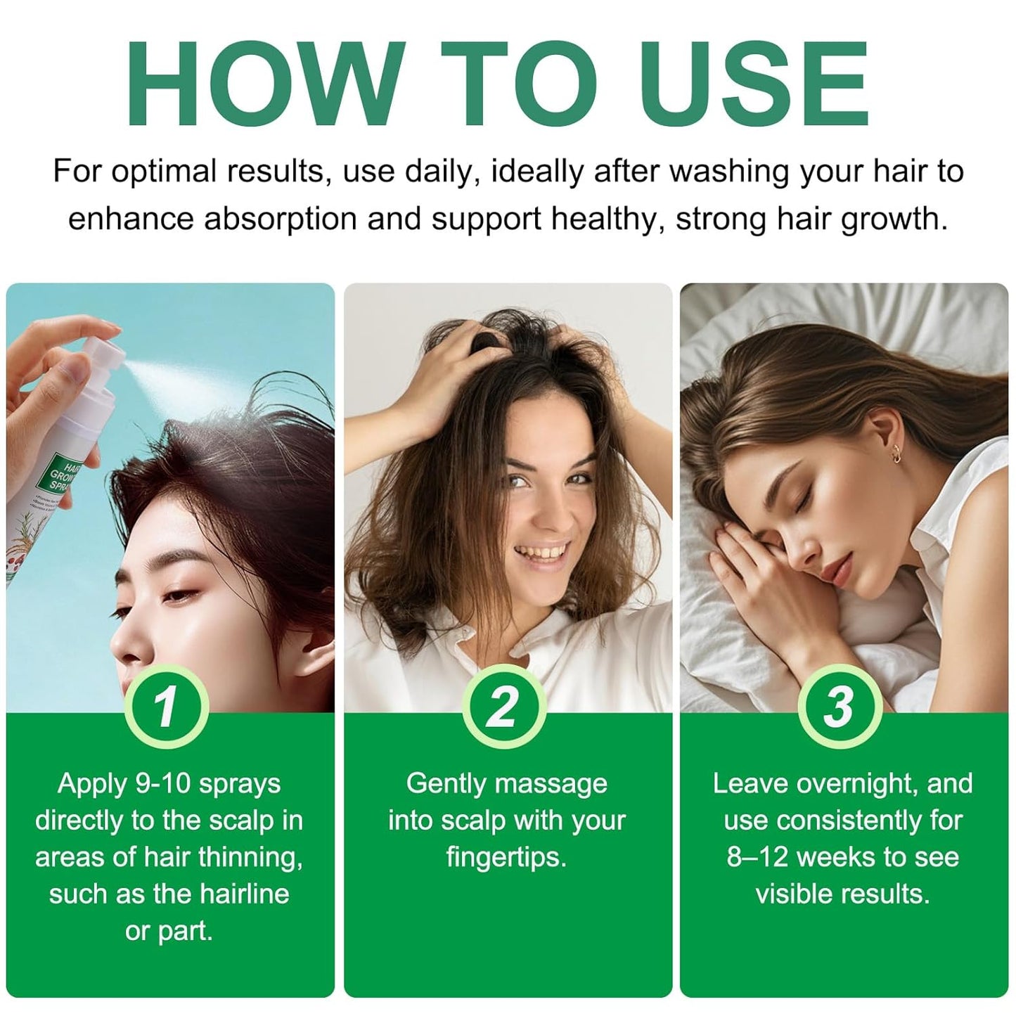 Hair Growth Serum Spray, Natural Hair Growth Spray With Biotin, Batana, Rosemary, and Castor Oil, Caffeine Ginseng Scalp Care Treatment, Thinning Hair Regrowth Thickening for Women Men 4 Fl Oz