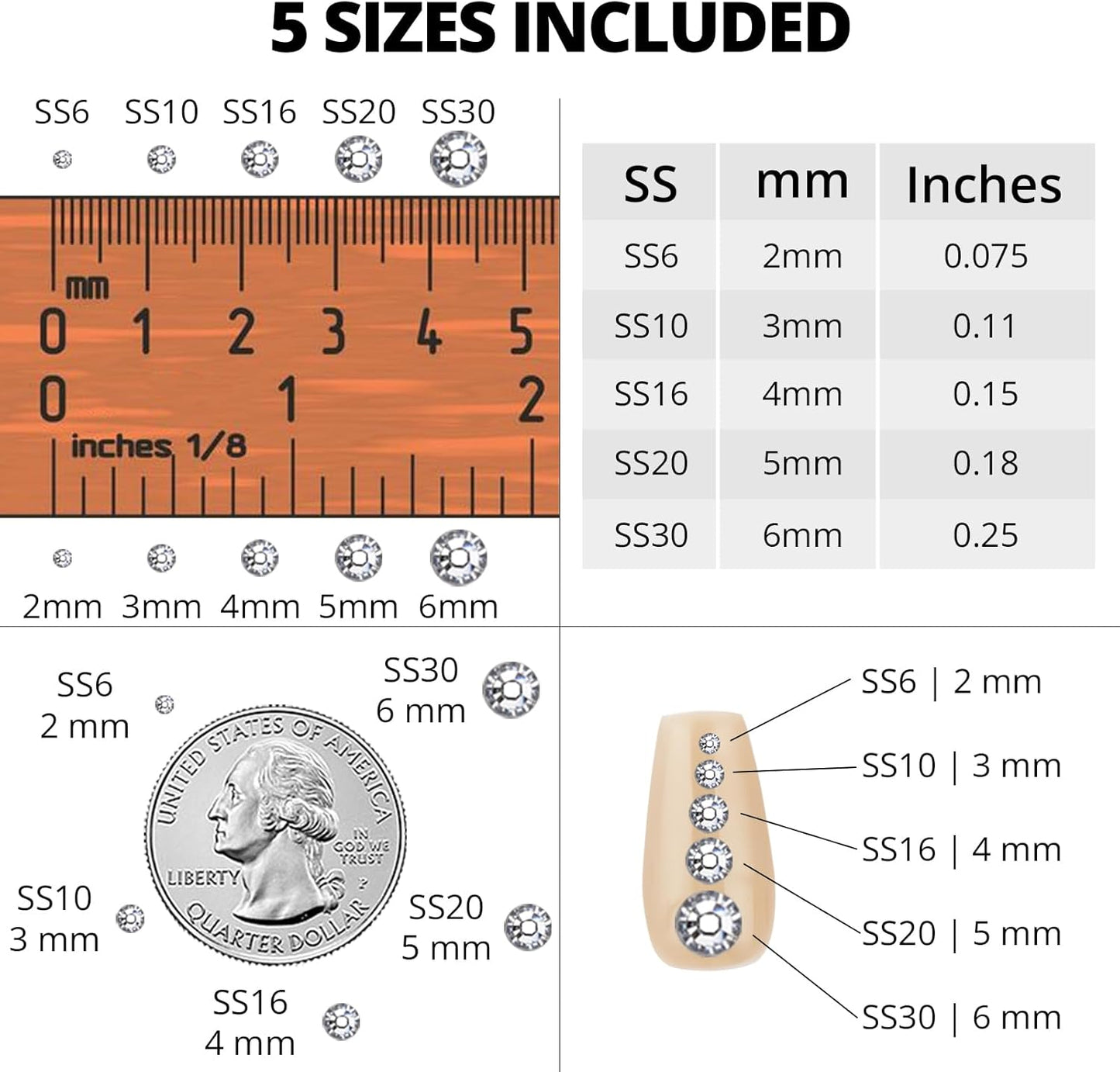 6000Pcs Solid White Rhinestones for Crafting Bedazzling with b7000 Glue, Bling Resin Flatback Crystals Diamonds for Crafts Clothing Tumblers Shoes Fabric Canvas, Flat Back Gems Mix 2-6mm