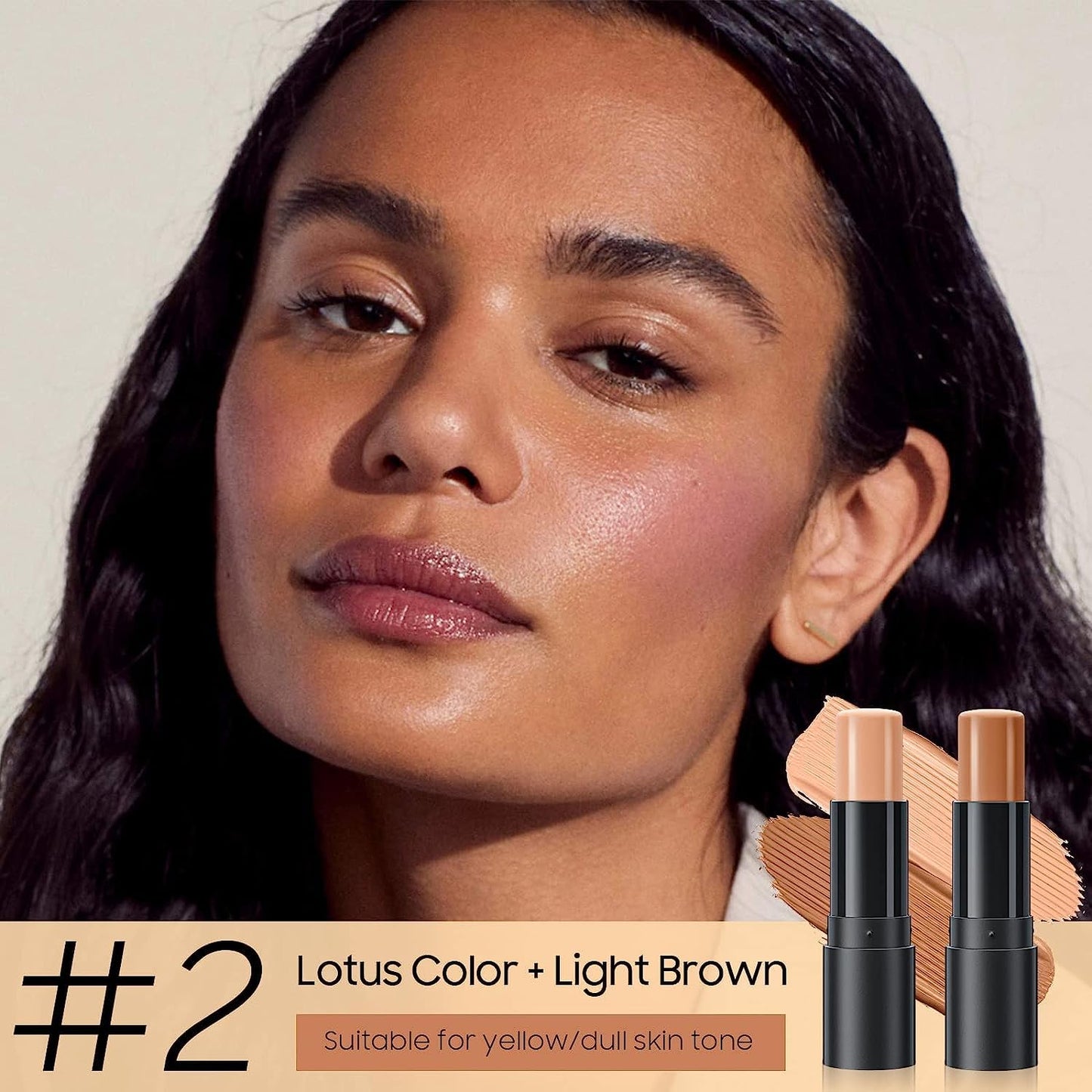 2023 Upgrade Contour Stick, 2 Colors Double-end Contour Highlighter Stick Contour Stick Face Highlighter Contour Makeup Contouring Sticks Cream Concealer (Lotus, Light Brown)